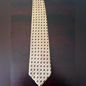 Brooks Brother's Men's Tie  Gold and Blue Paisley Necktie 100% Silk Tie